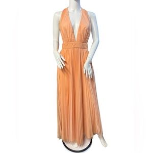 Nasty Gal peach chiffon halter Maxi Dress